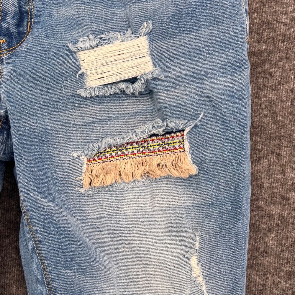 EST. 1946 Denim Womens Low Rise Straight Leg Distressed Boho Fringe Jeans Size 8 - Picture 6 of 15